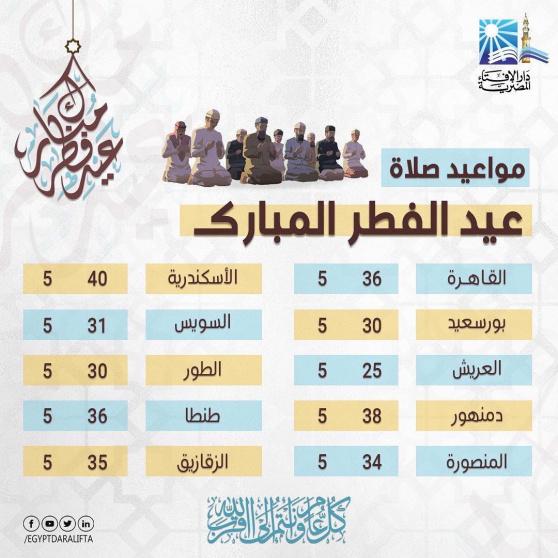 موعد صلاة عيد الفطر 2022 في مصر