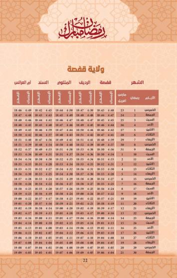 إمساكية شهر رمضان 2023 في ولاية قفصة