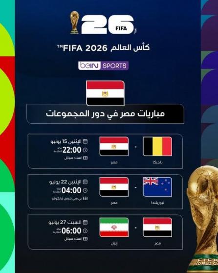 جدول مواعيد مباريات مصر في كاس العالم 2026 والقنوات الناقلة